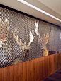 Silver Stag tiles mural for the Sheraton Hotel in Edinburgh by Giles Miller Studio. Feature wall / surface design studio based in London.