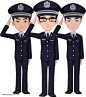 手绘卡通敬礼警察插画素材