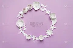 边框,圆形,纸花,紫色背景,贺卡,水平画幅,无人,夏天,阴影,俄罗斯