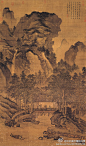 【國畫594】明 戴進《畫山水》——絹本設色，現藏台北故宮博物院。