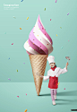 甜品师女孩 六一儿童节 绿色背景 蛋筒冰淇淋 儿童主题海报PSD_平面设计_海报