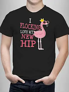 髋关节置换手术祝早日康复礼物 火烈鸟搞笑优质t恤267256 男士短袖图案t恤系列 黑色bb