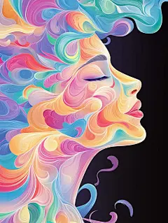 彩色神话精灵烟雾七夕情人节情侣女孩精灵亲吻人物特写摄影海报midjourney关键词咒语