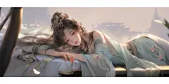 动漫女 古风 插画睡觉姿势 壁纸 - 小红书