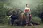 Elephant with asian girl