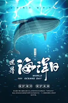 世界海洋日大海保护环境生态平衡公益海报