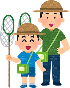 捕捉昆虫的人们（父母和孩子）mushitori_oyako 卡通 插画 免扣 素材 手绘 png