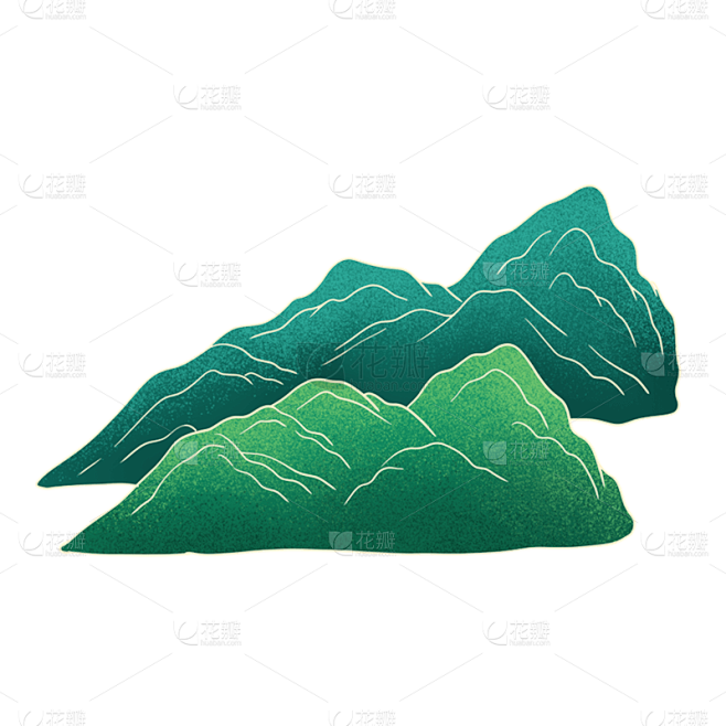 国潮风-城市建筑地标主题贴纸假山