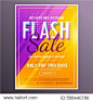 flash sale banner template vector design with bright purple and yellow colors