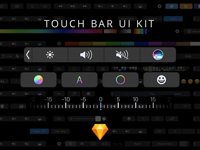 MacBook Pro Touch Bar UI Kit - 设计|创意|资源|交流 #扁平化# #素材# #UI#-花瓣网