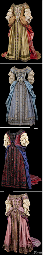 宫廷服~英国皇室的贵妇装~繁复华丽层层叠叠的中世纪风。