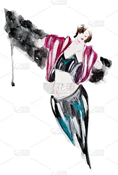 水彩手绘绘画与一个女孩展开她的双手，eps10矢量插图