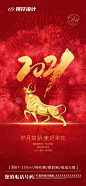 【源文件下载】 海报 房地产 中国传统节日 元旦 新年 红金 金牛设计作品 设计图集
