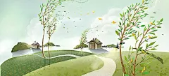 插画,春天,踏青,房子,唯美,海报banner,卡通,童趣,手绘图库,png图片,,图片素材,背景素材,123392北坤人素材@北坤人素材