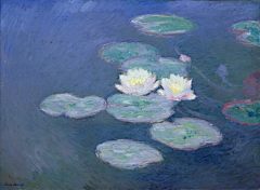 Water Lilies, Evening Effect, 1897-99奥斯卡-克劳德·莫奈Oscar-Claude Monet（1840～1926），印象派领导者，印象派代表人物和创始人之一。创作有大约250幅《睡莲》油画系列。很多都属于组画，所谓“组画”，就是画家在同一位置上，面对同一物象，在不同时间、不同的光照下所作的多幅画作。区分它们的，仅仅只是大师对光与色的瞬间捕捉。这些画描绘了他在吉维尼（Giverny）家中的花园，是他生命中最后三十年艺术创作的主要焦点。许多作品都是他在患白内障时画的。莫奈