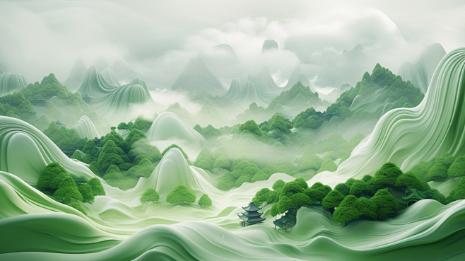 中国风，抽象山水