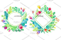 夏季水彩简笔画风格花园花卉叶片装饰背景图案PNG设计素材png394-淘宝网