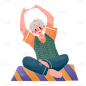 手绘-老人运动元素-瑜伽