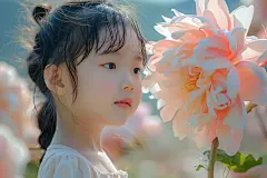 漂亮小女孩与鲜花人物肖像摄影