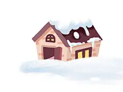 彩色手绘卡通冬天冬季房子房屋雪景房元素PNG素材