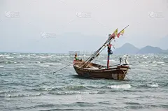 拖捞船,自然,水平画幅,木制,海港,蓝色,绘画插图,夏天,船,渔夫