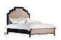 TALMD新中式风格 高档时尚布艺铆钉实木雕刻双人床 婚床定制 