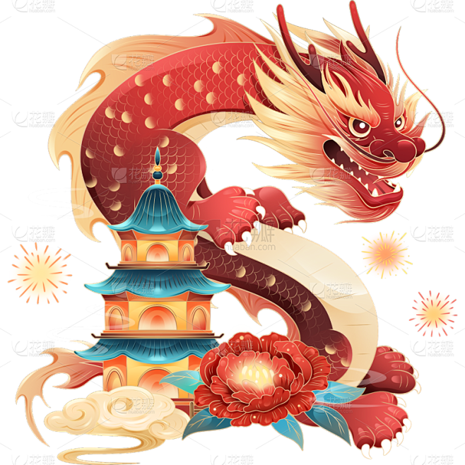 春节新年龙年过年新春中国风国潮龙场景元素