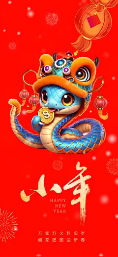 节日小年过节年味宣传红色海报