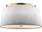 Feiss Tori Satin Nickel Three-Light 14'' Wide Semi-Flush Mount with Glass Diffuser and Fabric Shade