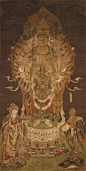 千手观音像绢本68x136cm古画复制画人物立轴原作版画佛画装饰画-淘宝网