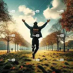 Ai产生的 男人 跑步 日落 喜悦 快乐的 幸福 基督教 自然