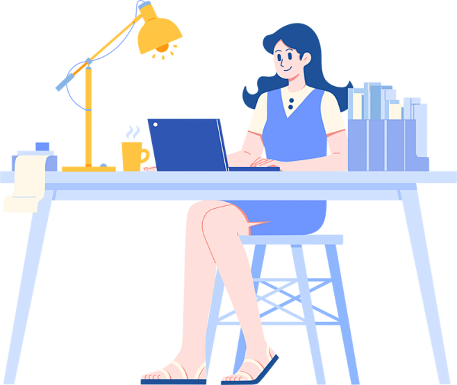 职场工作扁平场景插画-办公的女生