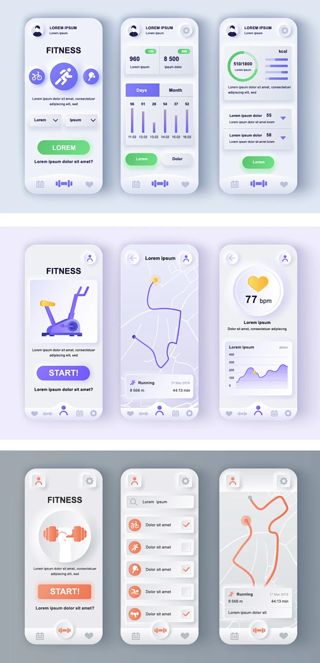 运动健身锻炼APP UI界面-花瓣网