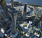 business central city concept district downtown future futuristic sci-fi skyscraper