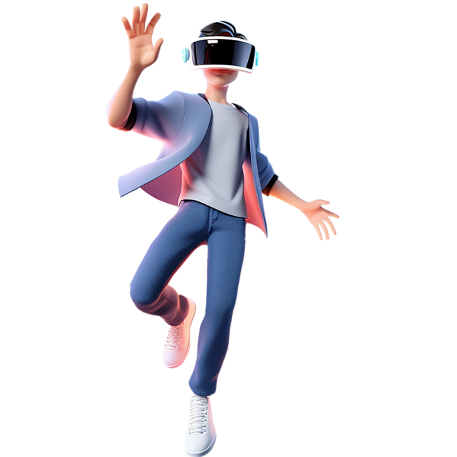 花瓣素材_通用3D立体卡通VR玩家科技人...