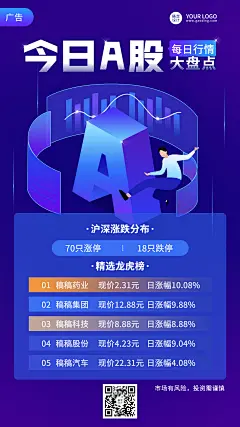 金融保险证券股票股市行情资讯2.5D海报