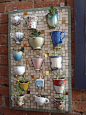mosaic board with half-teacups/coffee mugs - to plant succulents and/or herbs - unique garden decor!