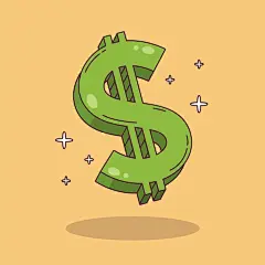 (源站可下源文件)手绘卡通美元符号图/Hand drawn cartoon dollar sign illustration