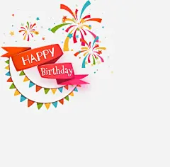 喜庆生日派对矢量图_新图网 https://ixintu.com 彩旗 生日快乐 烟花 矢量图
