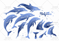 438号唯美蓝紫色海洋海豚可爱卡通背景AI矢量图源文件设计素材EPS-淘宝网