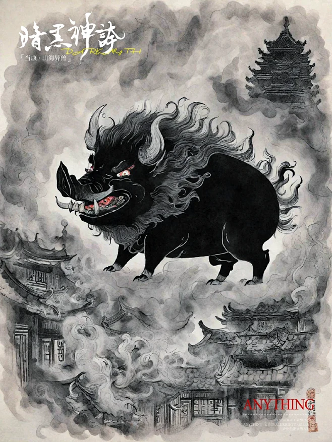 山海经异兽录丨国风水墨工笔插画当康（一）
