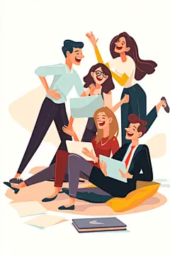 扁平风商务办公手绘设计