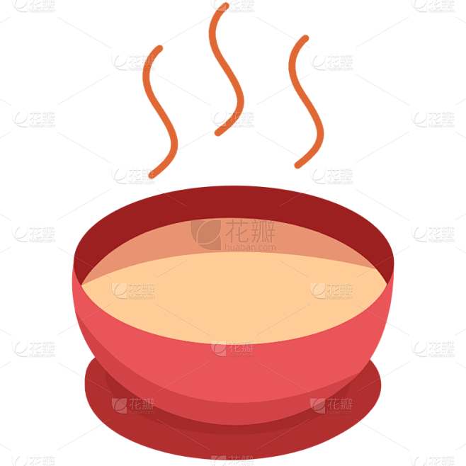 扁平矢量食物小吃icon-汤