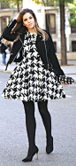 Black And White Houndstooth Skater Dress by TrendyTaste