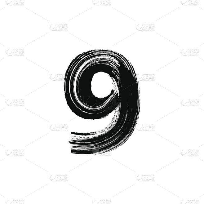 干的,画笔,数字9,动物手,纹理效果,绘...