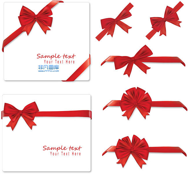 红色彩带蝴蝶结包装礼盒矢量图素材免费下载...