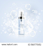 bottle of serum with hyaluronic acid, advertising design template cosmetics