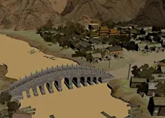 画中游 国画 古建 场景 古代 中国画 工笔画 水墨 古代集市 货物 国画场景