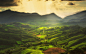 General 1920x1200 nature landscape mist valley mountain clouds villages hill sunrise trees green field