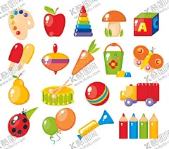 玩具 【酷图网】玩具,大象,马,陀螺,球,火车,布娃娃